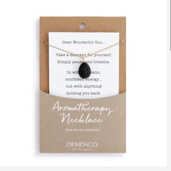 Demdaco Jewelry - Demdaco Aromatherapy Teardrop Lava Necklace - Gold